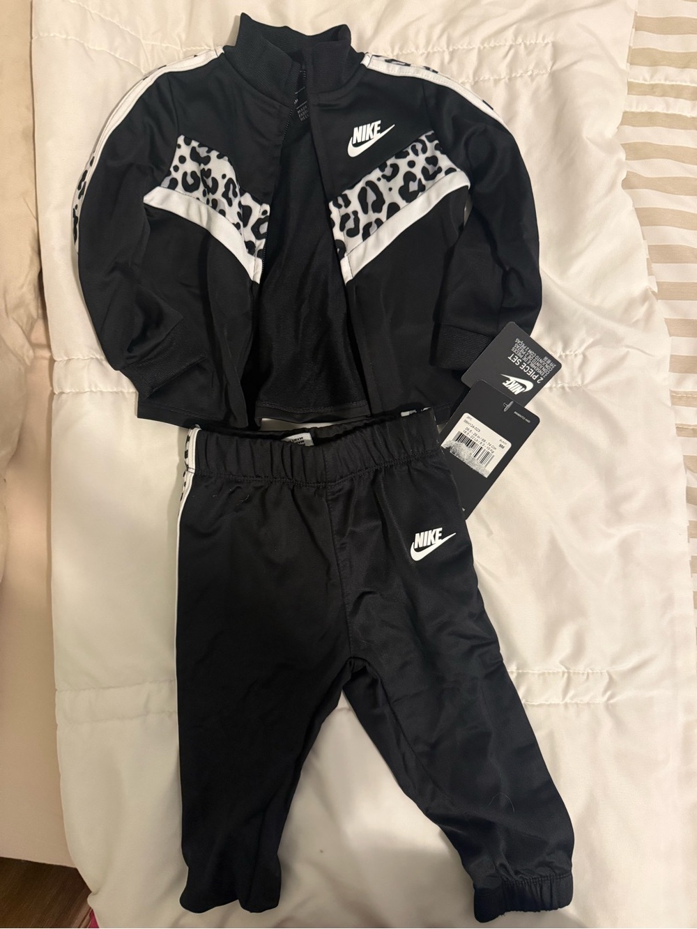 Nike Black and White Leopard Baby Track Set